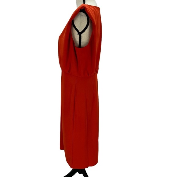 Donna Morgan Sleeveless Round Neck Blouson Bodice Midi Dress - Orange - size 10 - Picture 4 of 7